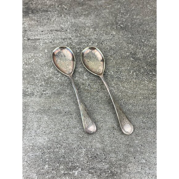 Antique Engraved Silver Plated Spoon Ornate Filigree Price Per Spoon - Picture 1 of 8